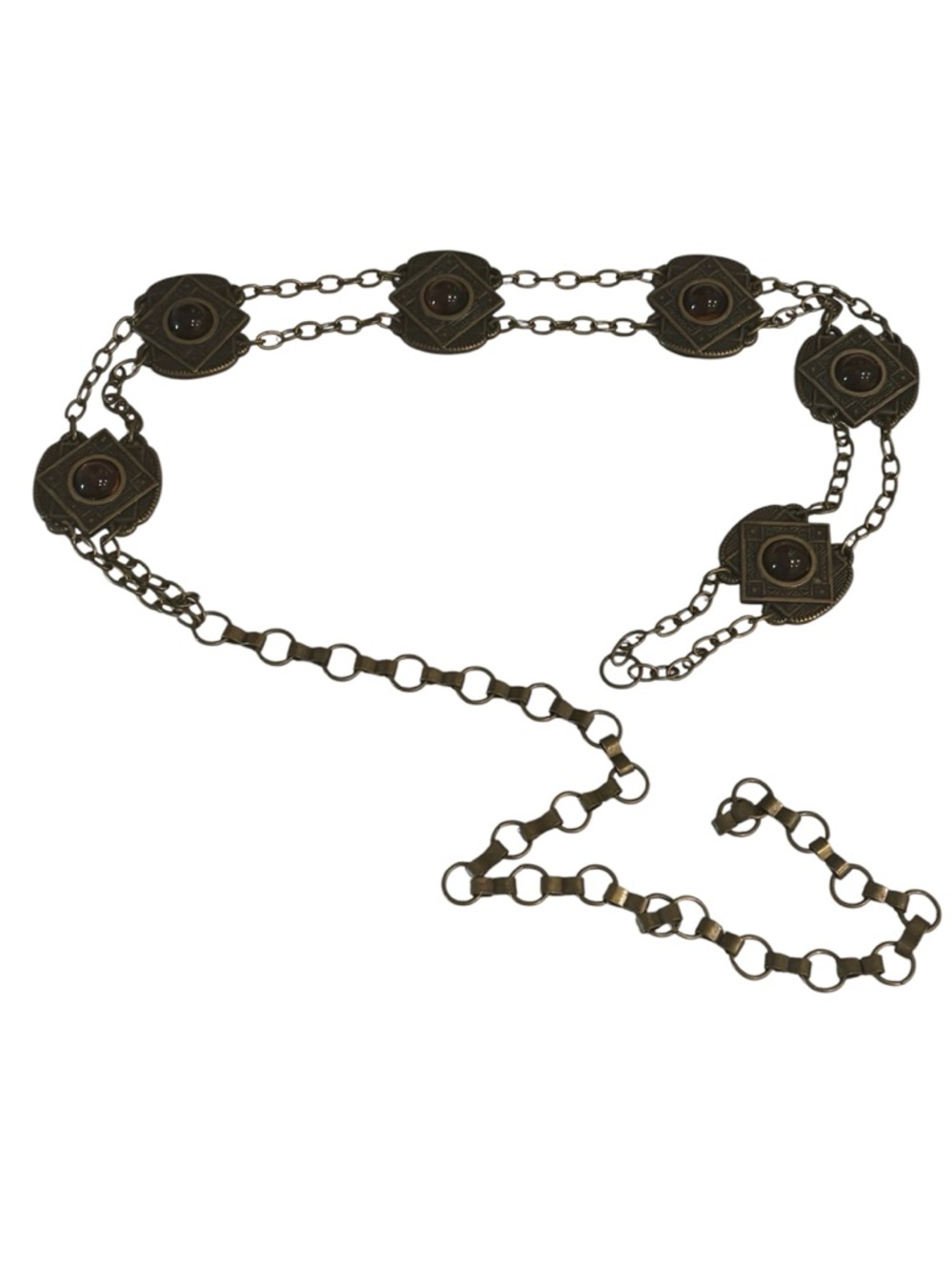 Antique Brass-Tone Decorative Chain Belt
